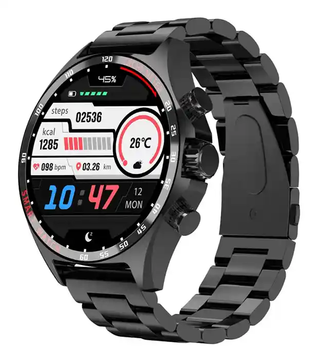 Černé sportovní chytré hodinky Onyx Prestige Black S s HD TFT displejem a otočnou korunkou