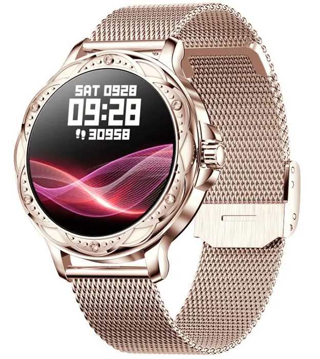 Allure Silver Lux dámské chytré hodinky ve zlatém kovovém provedení s HD TFT displejem a funkcemi pro sledování zdraví | Nelemi.cz
